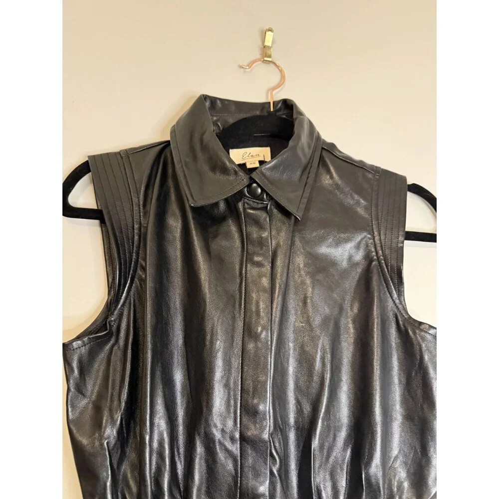 NWT Elan Farrah Faux Leather Mini Dress Black Size XS $110 [jb]